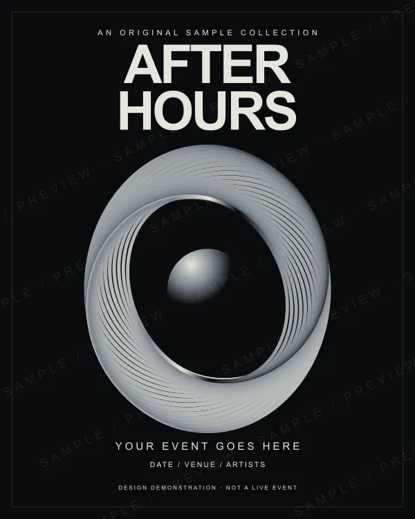 AFTER HOURS — Chrome, Luxury event flyer, sample artwork