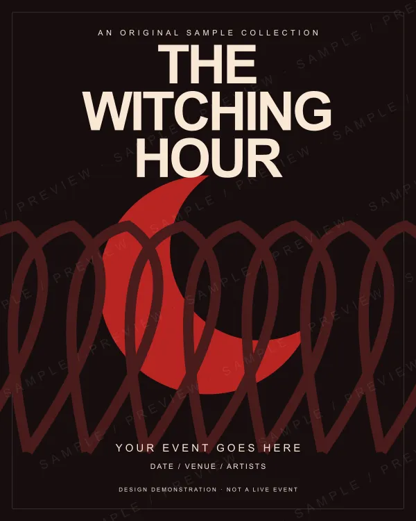 THE WITCHING HOUR — Dark event flyer, sample artwork