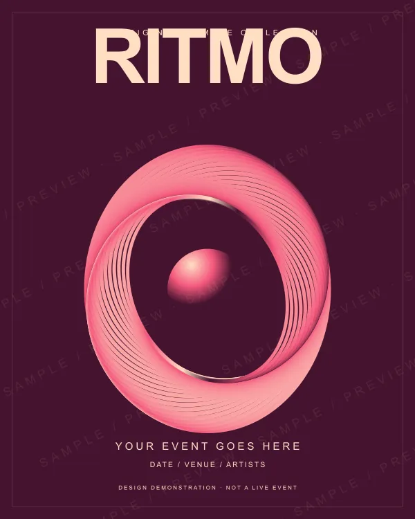 RITMO — Neon, Chrome event flyer, sample artwork