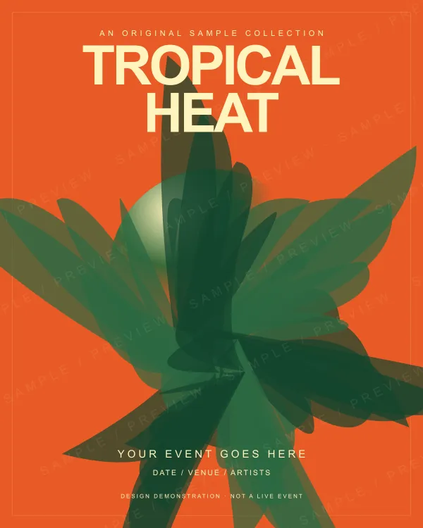 TROPICAL HEAT — Tropical event flyer, sample artwork